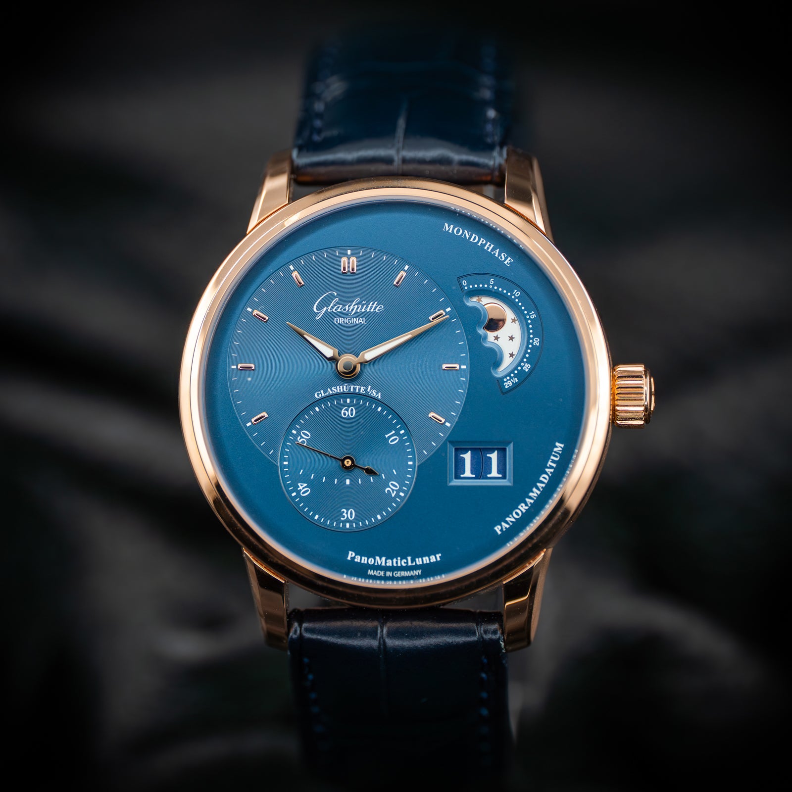 Glashütte Original PanoMaticLunar Rose Gold Blue Dial