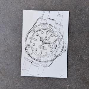 Rolex Submariner, Wide View, Original Illustration