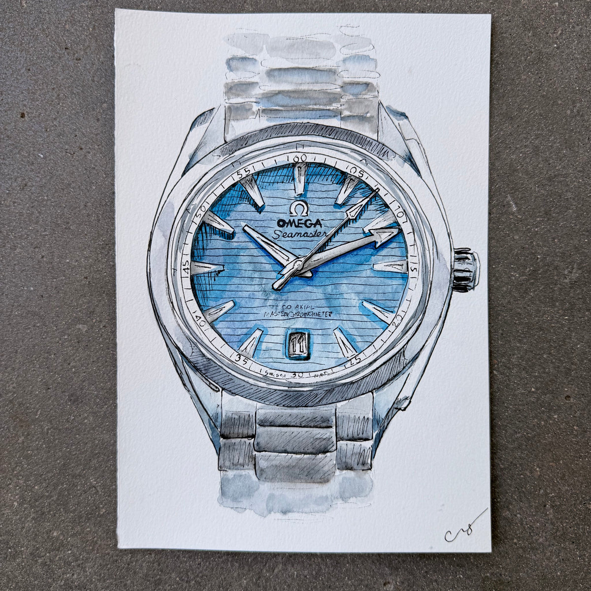 Omega Seamaster Aqua Terra, Original Illustration