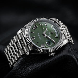 Rolex Day-Date 40mm White Gold Olive Roman Dial