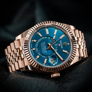 Rolex Sky-Dweller Everose Gold Blue Dial Jubilee