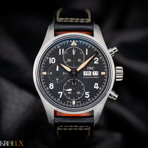 IWC Pilot Spitfire Chronograph Black Dial IW387903 Complete Set