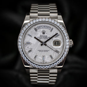 Rolex Day-Date White Gold Meteorite Diamond Bezel 228349RBR