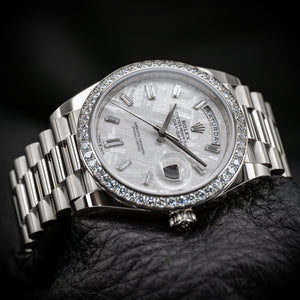 Rolex Day-Date White Gold Meteorite Diamond Bezel 228349RBR