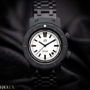 UTS München 3000M Professional Diver Full Black DLC White Luminous Dial Complete Set